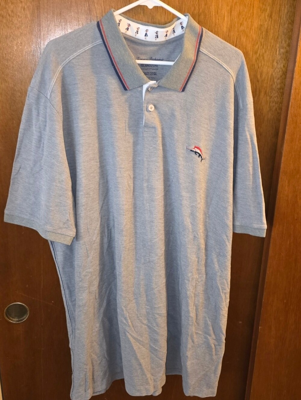 Tommy Bahama Polo Shirt Mens 3XLT Gray Short Sleeve Logo Casual Golf Hula